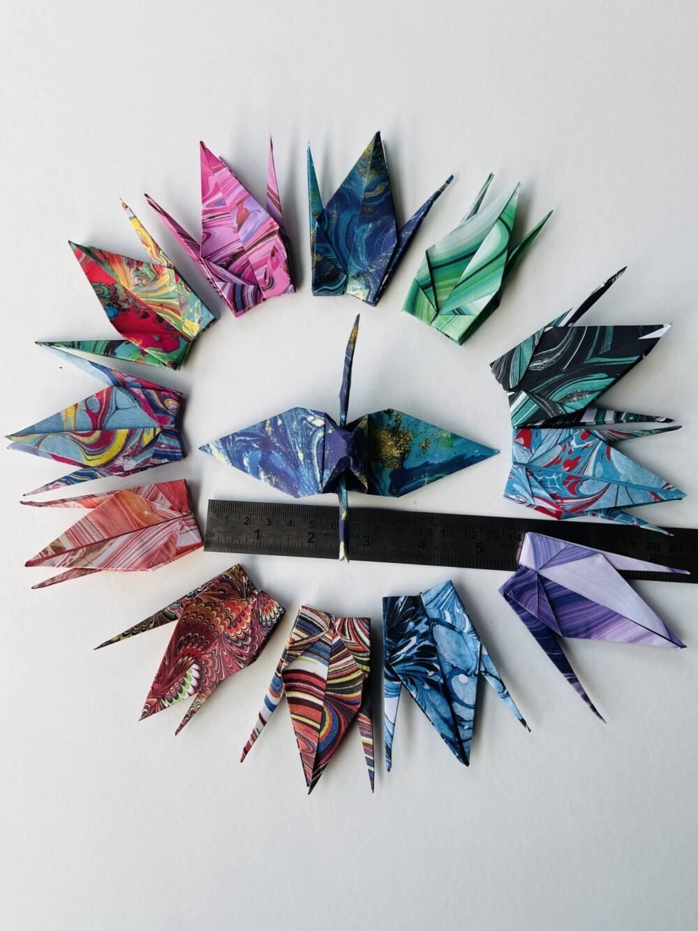 100 Marbled Pattern Origami Paper Cranes