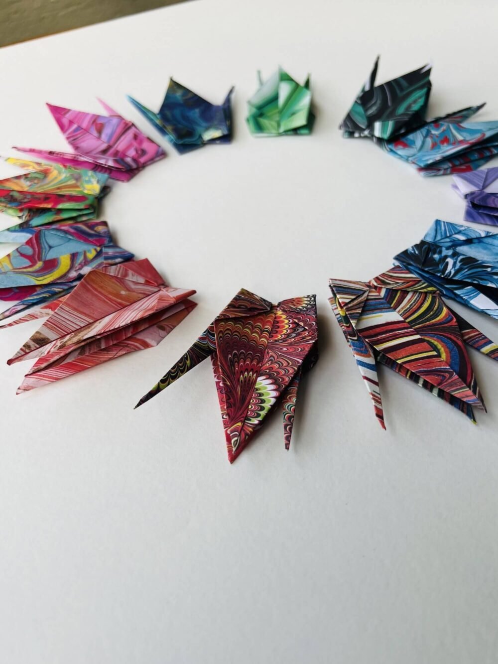 100 Marbled Pattern Origami Paper Cranes