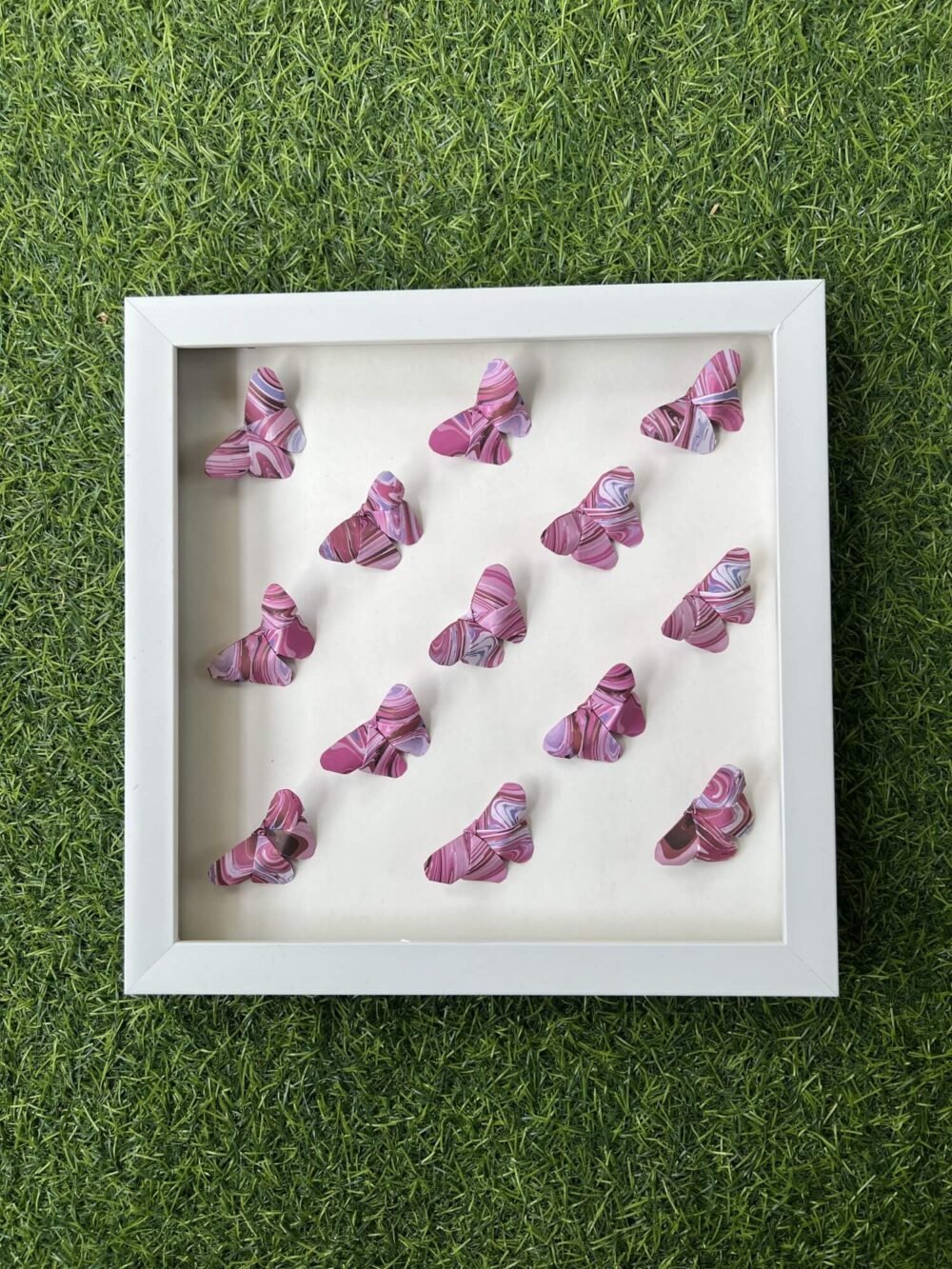 Pink Marbled Pattern 3D Origami Paper Butterfly Wall Art