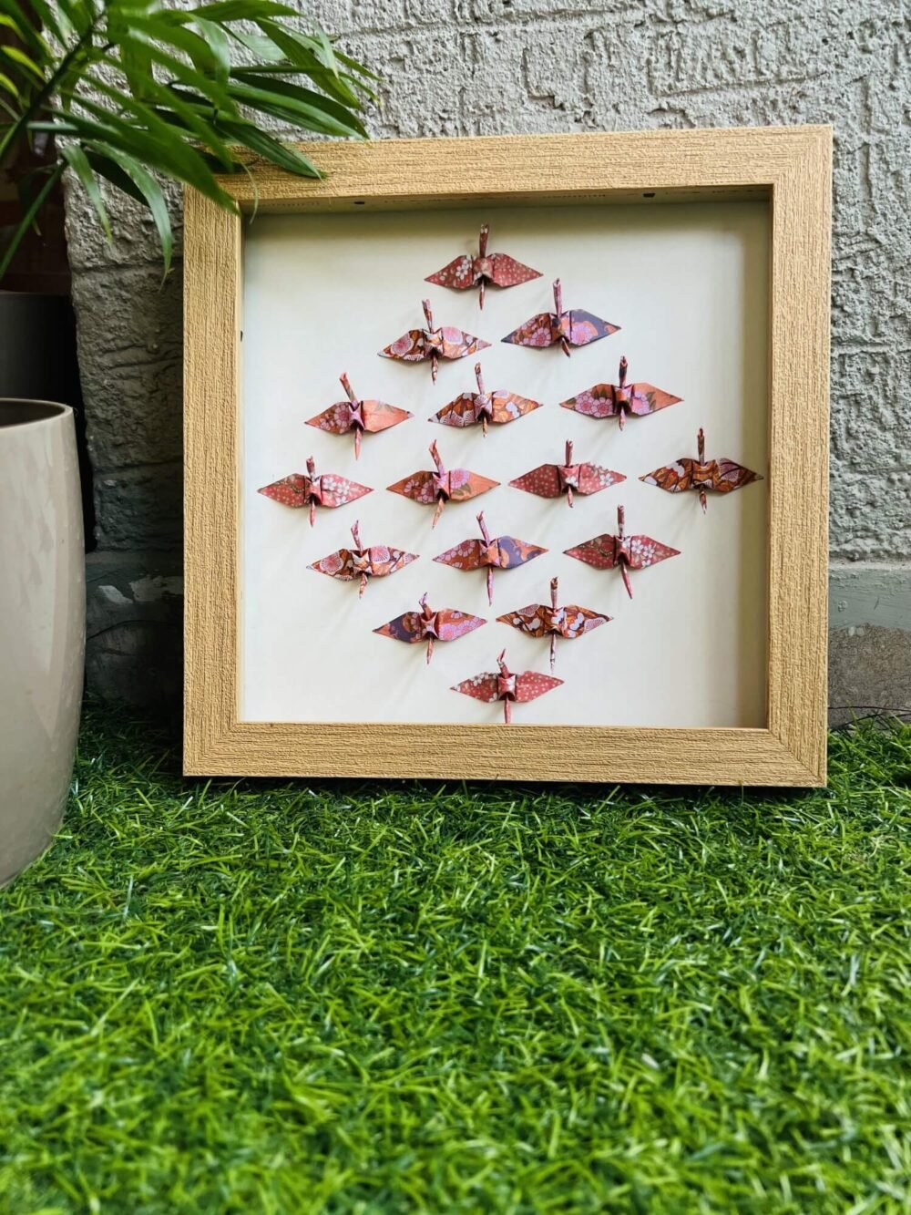 3D Japanese Washi Patterns Origami Crane Wall Art