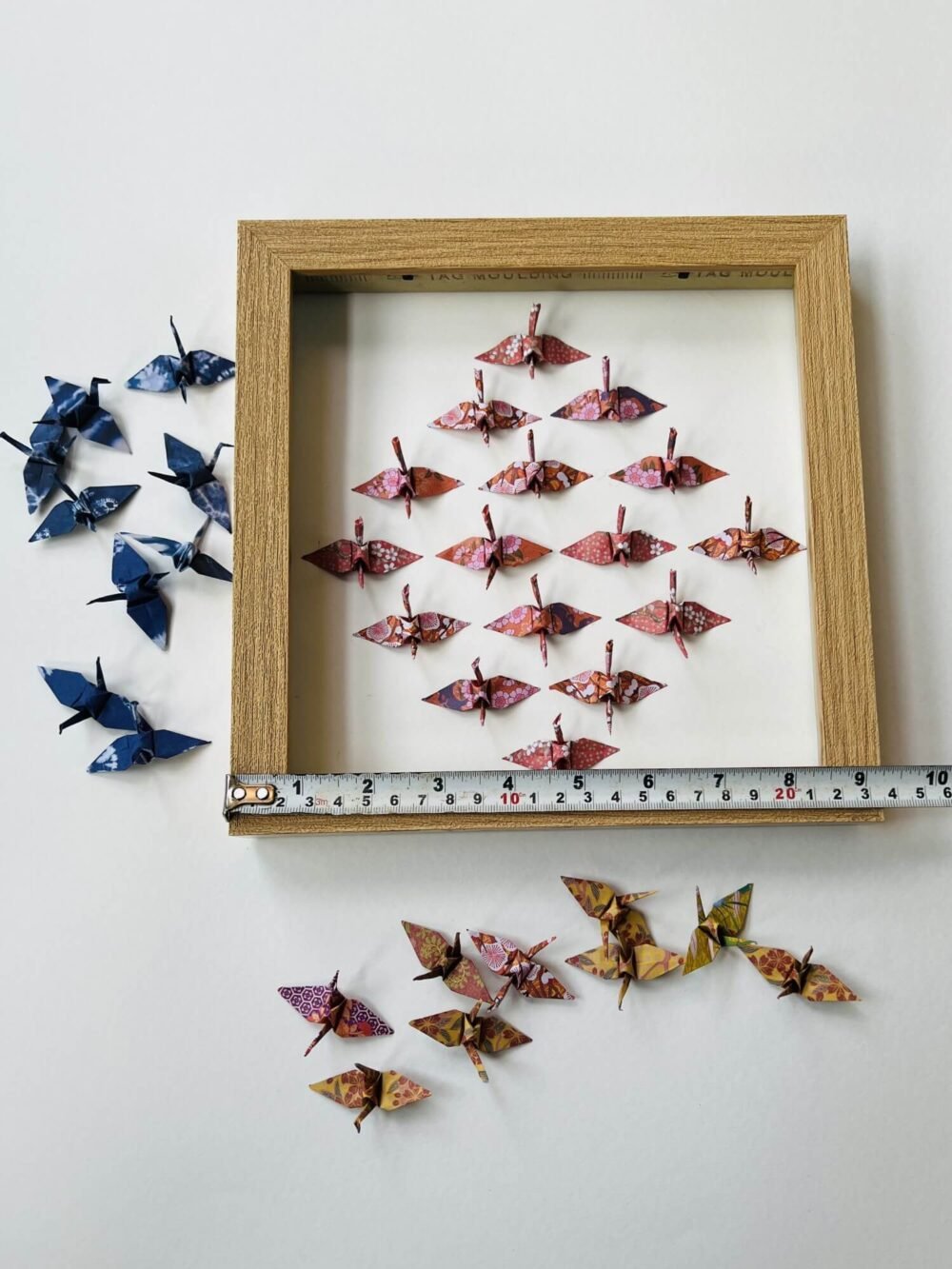 3D Japanese Washi Patterns Origami Crane Wall Art