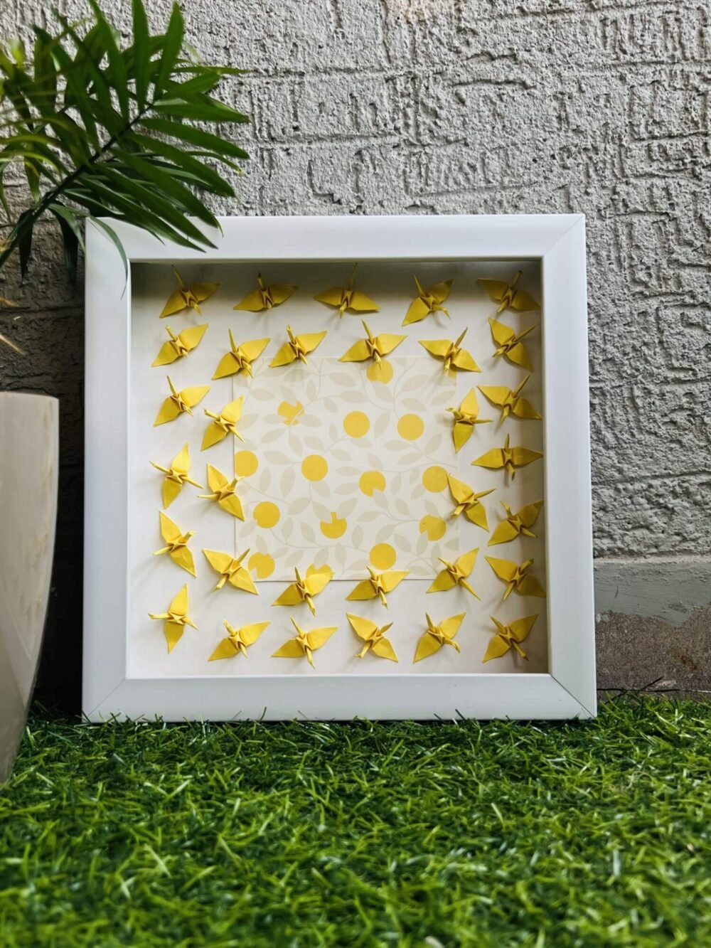 3D Yellow Origami Crane Wall Art