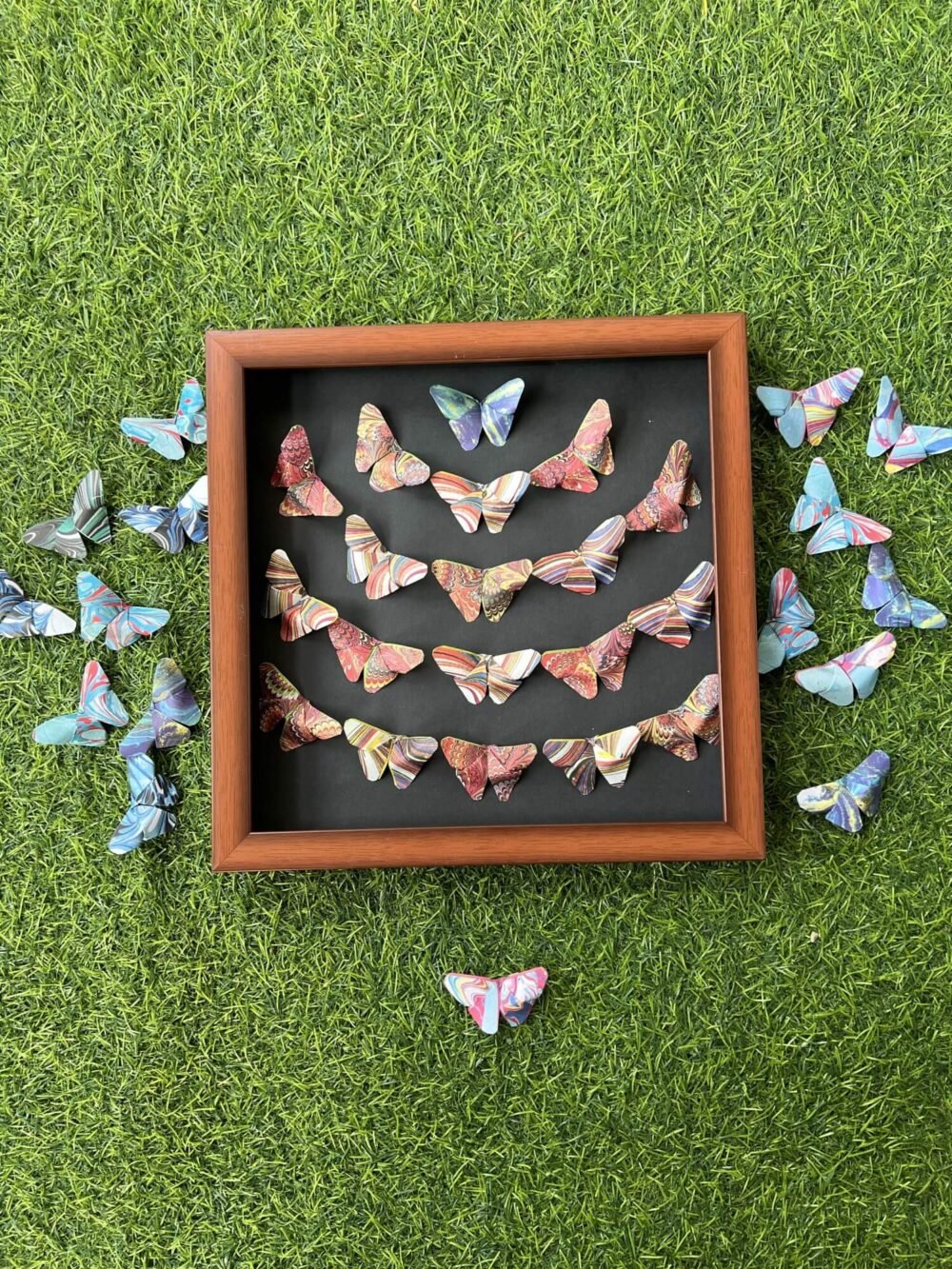 Vibrant 3D Marbled Pattern Origami Butterfly Wall Art