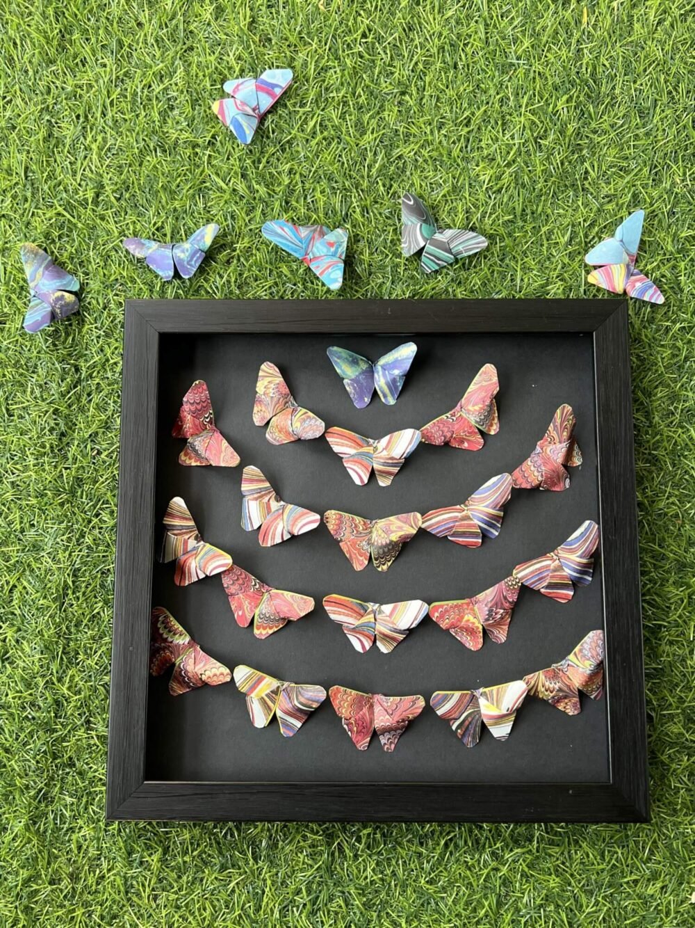 Vibrant 3D Marbled Pattern Origami Butterfly Wall Art