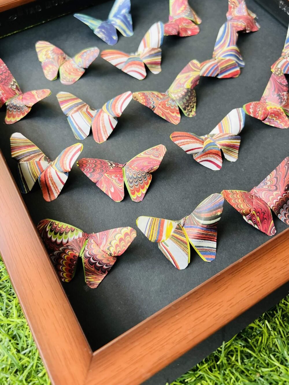 Vibrant 3D Marbled Pattern Origami Butterfly Wall Art