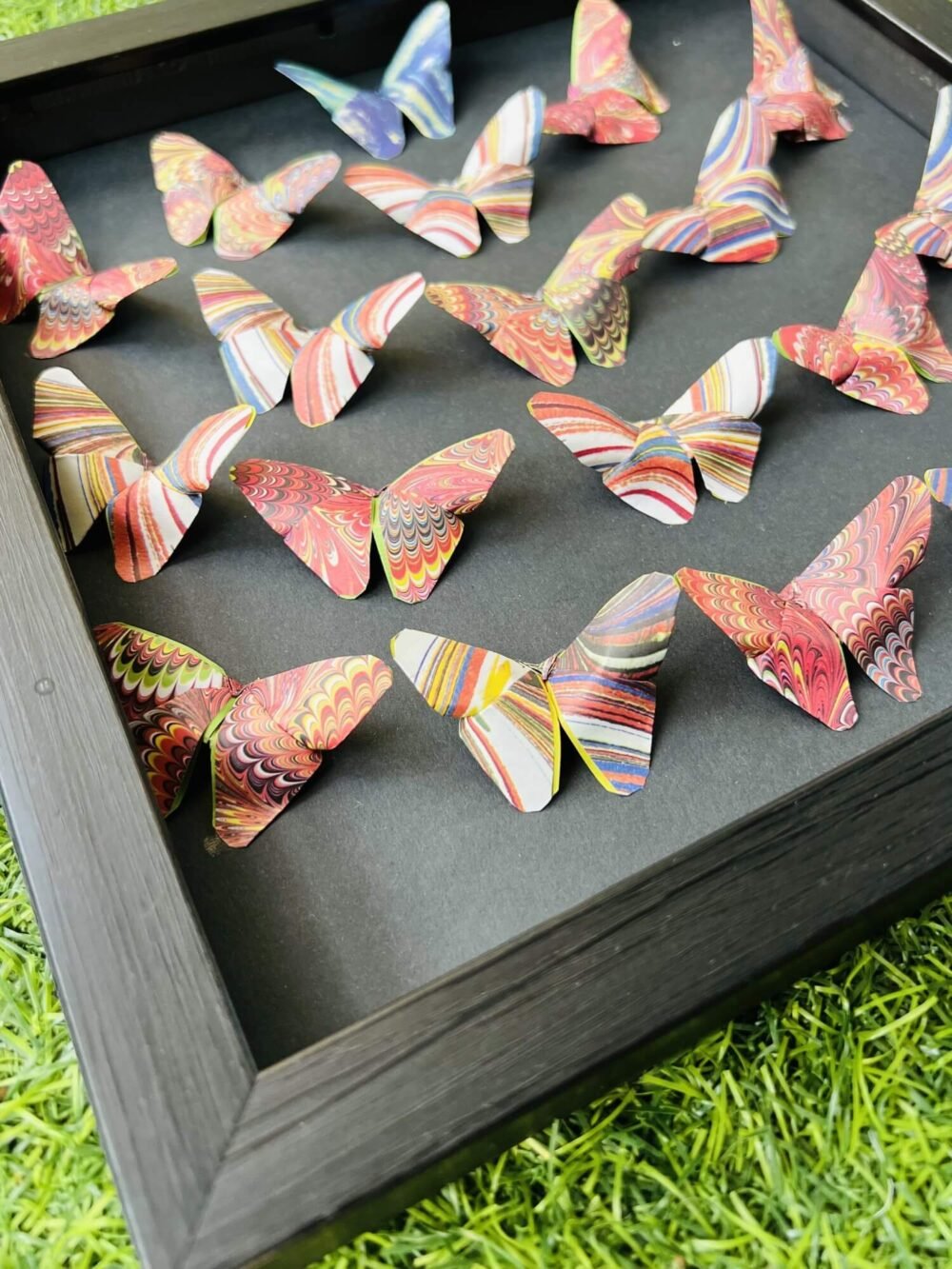 Vibrant 3D Marbled Pattern Origami Butterfly Wall Art