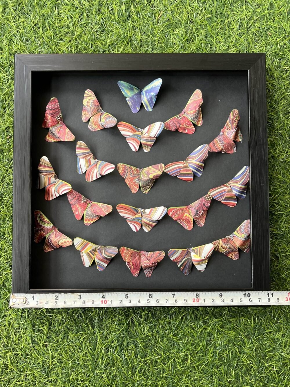 Vibrant 3D Marbled Pattern Origami Butterfly Wall Art